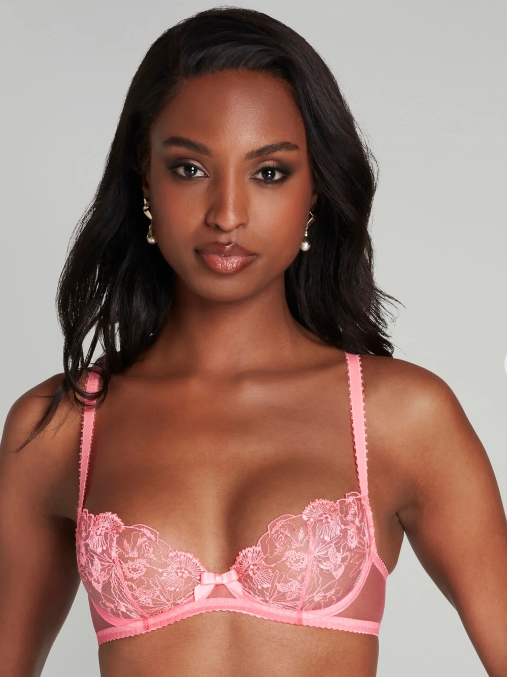 Agent Provocateur NWOT Jayce Pink Floral Lace Plunge Sheer Bra Size 32E